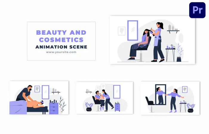 Beauty Parlour Marketing Flat 2D Character Design Animation Scene